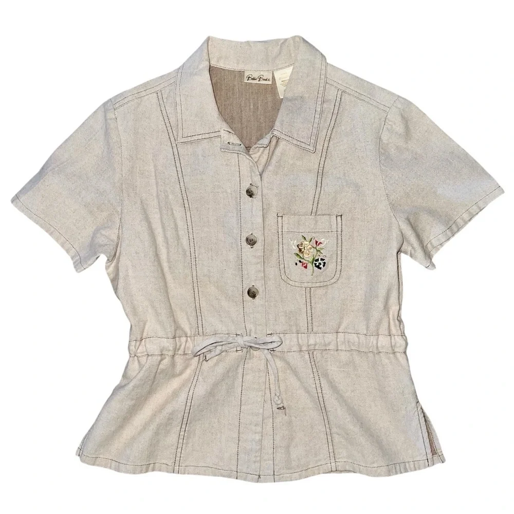 Bobbie Brooks button up tie waist top size medium